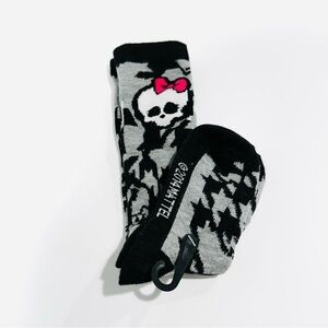 NWT Monster High Black & Grey Skullette Girls Socks
